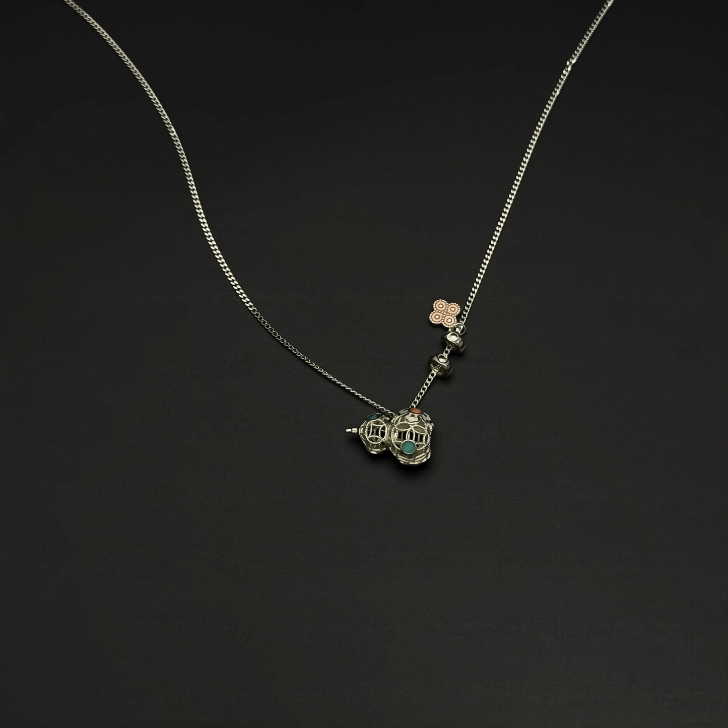 Hulu Necklace, 925 Sterling Silver Lucky Gourd Pendant, Minimalist Chinese Symbol Jewelry for Women